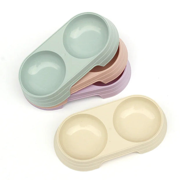 Pet Double Bowl Plastic Kitten